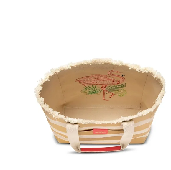 Spartina 449 Flamingo Embroidered Beach Tote Bag. - Picture 3 of 12